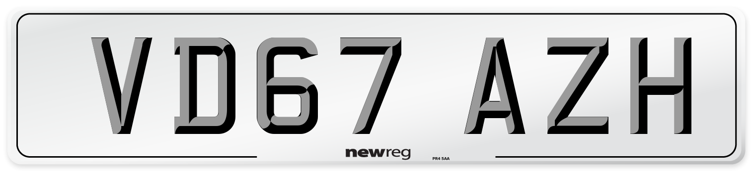VD67 AZH Number Plate from New Reg